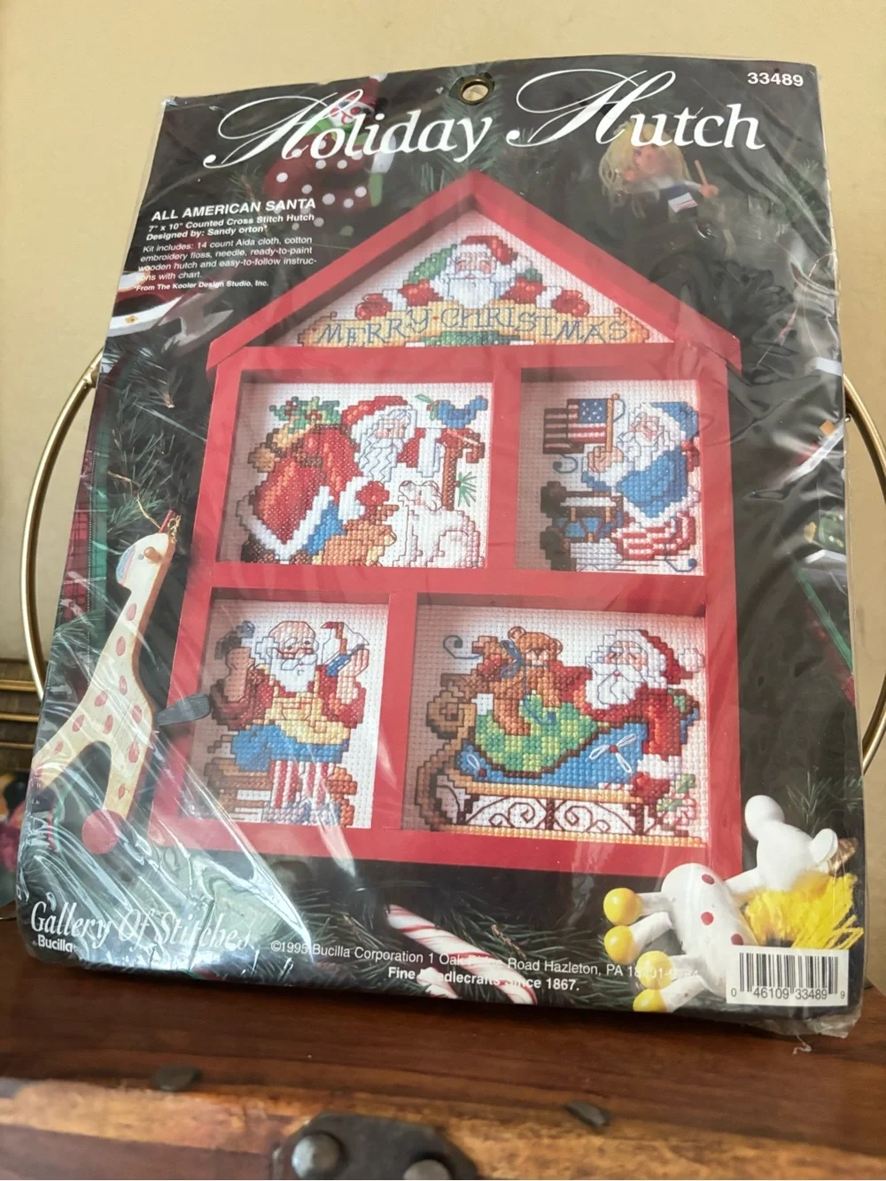 All American Santa Cross Stitch Display Kit - Red - Vintage 1995